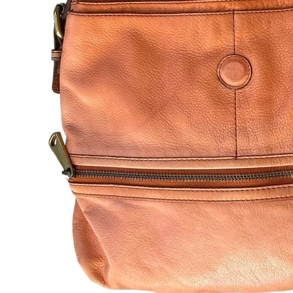 FOSSIL Explorer Fold Over Crossbody Leather Distressed Orange Bag Purse VINTAGE - Picture 15 of 15